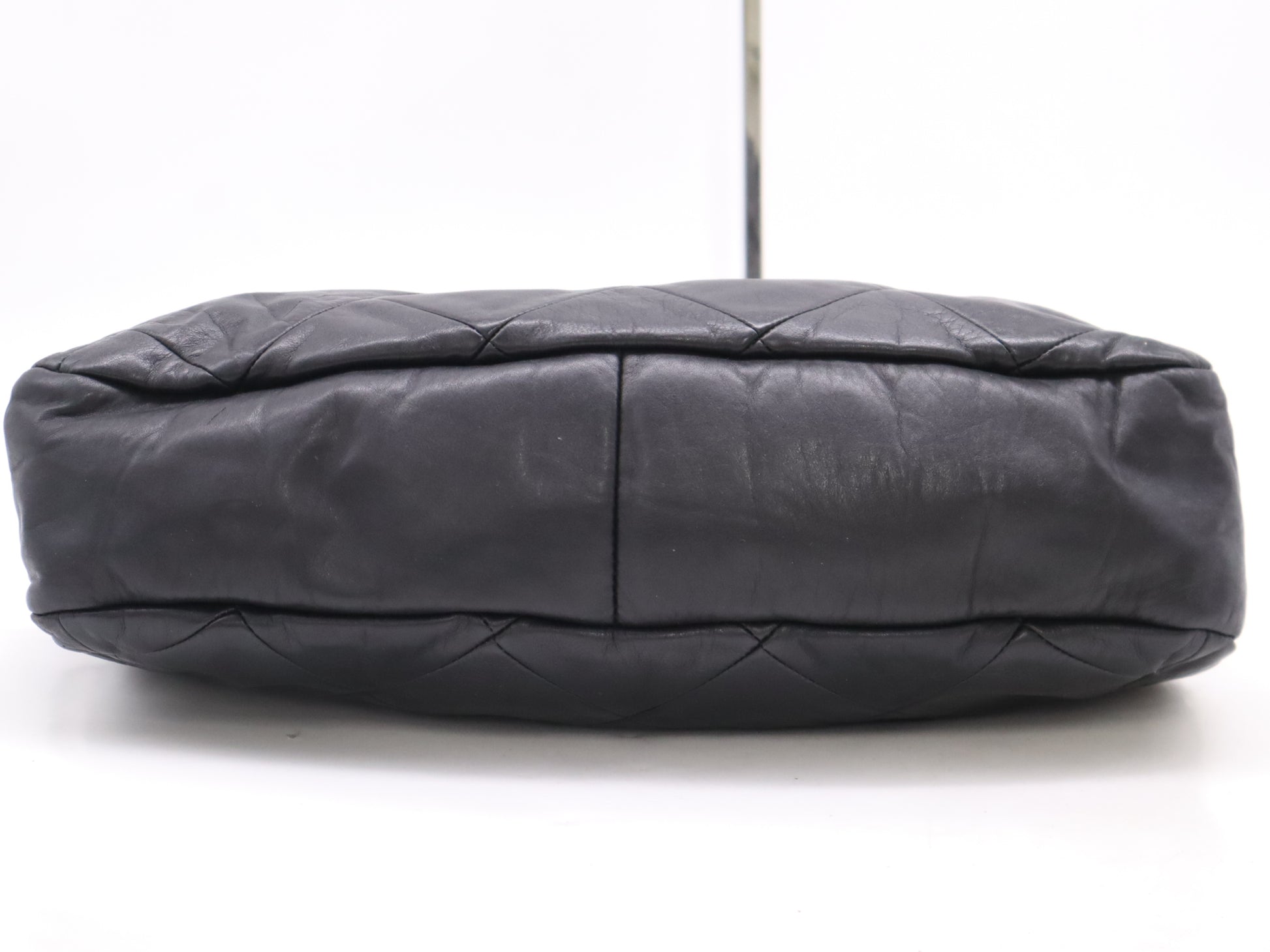 CHANEL Lambskin Lambskin Logo Chain Tote with Silver Hardware and Black Seal 11554345 Tote Bag