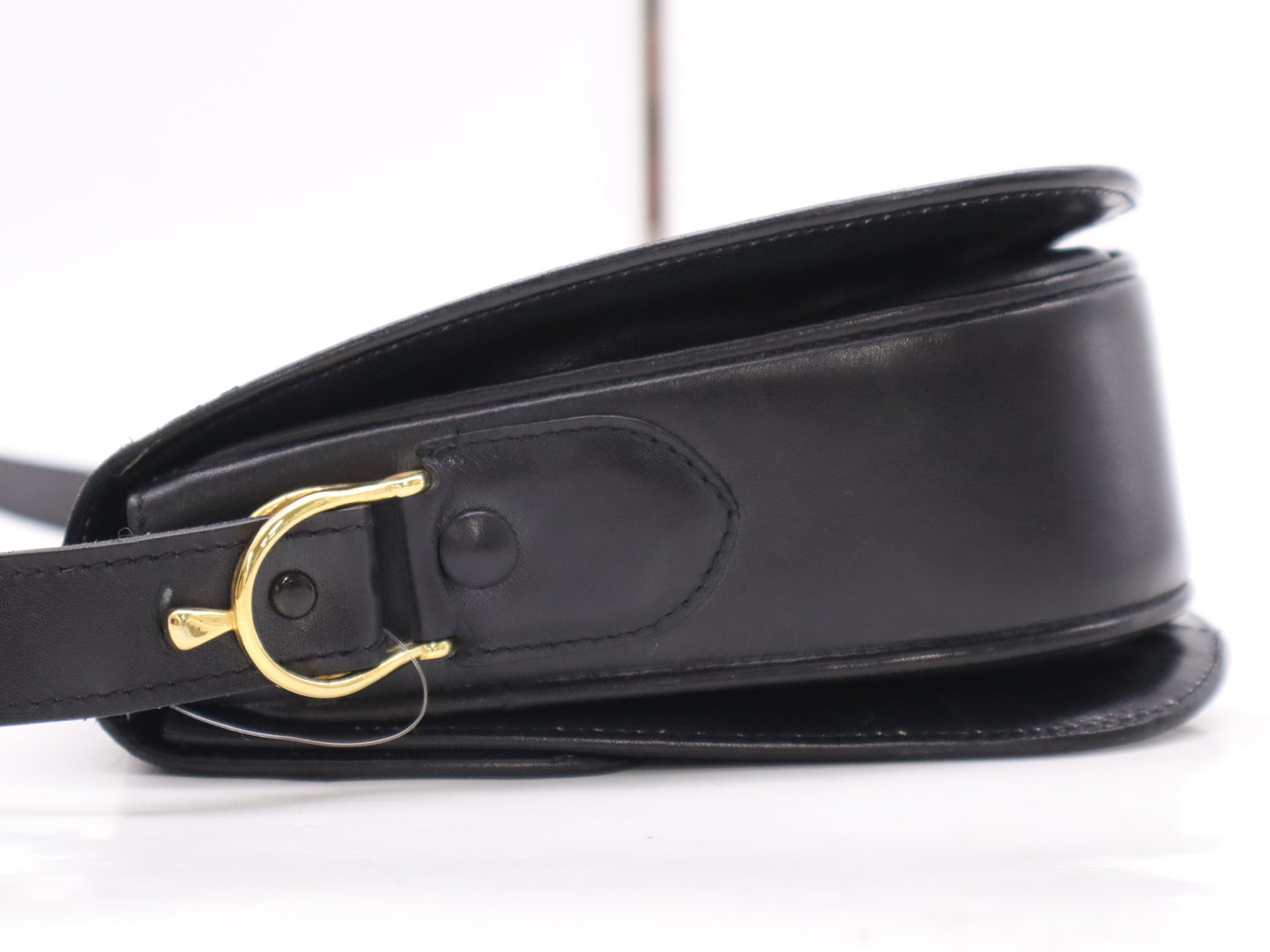 CELINE Leather Shoulder Bag with Carriage Hardware, Black, Includes Dust Bag