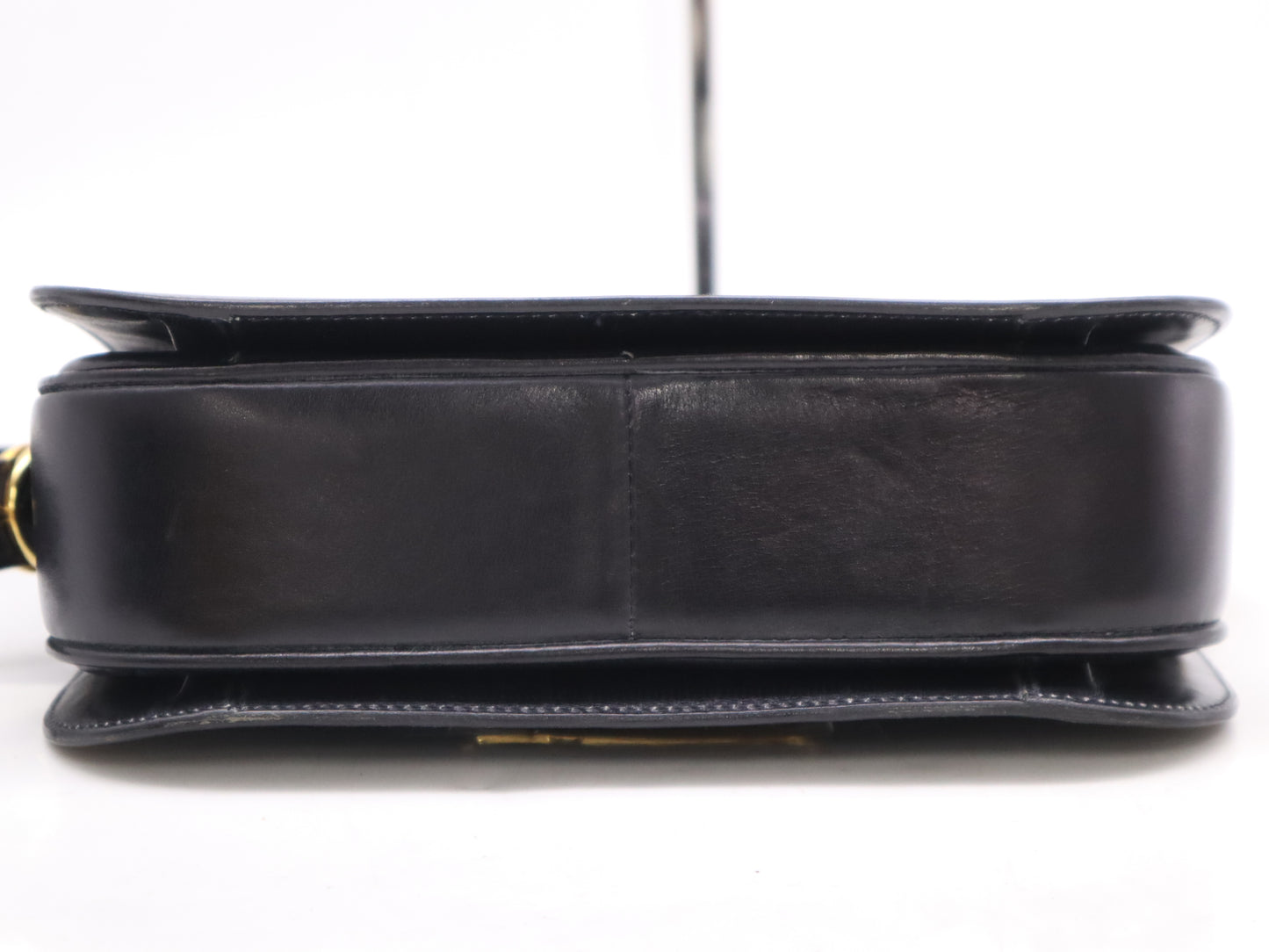 CELINE Leather Shoulder Bag with Carriage Hardware, Black, Includes Dust Bag