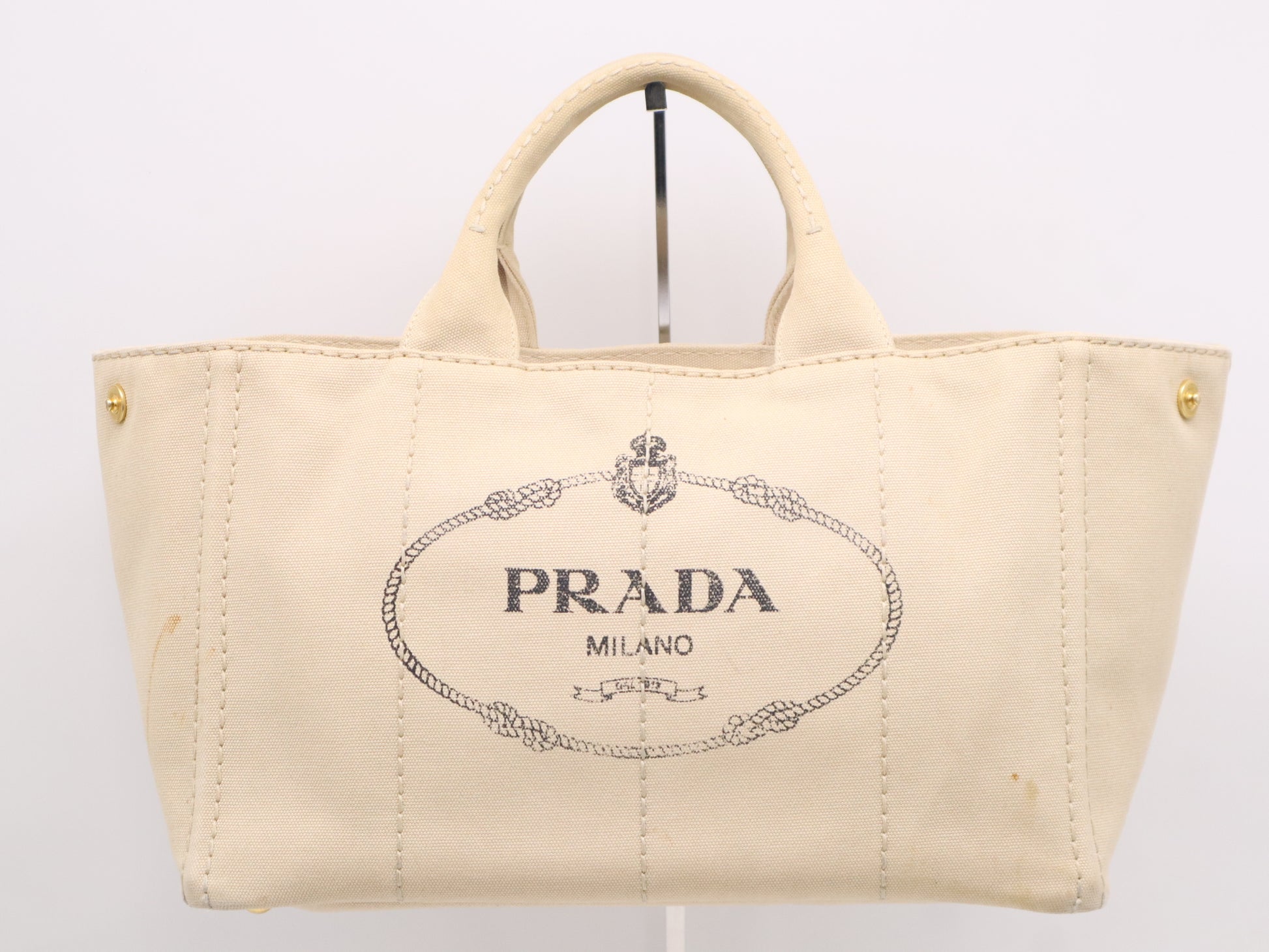 PRADA Canvas Canapa Tote Bag, Beige