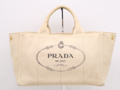 PRADA Canvas Canapa Tote Bag, Beige
