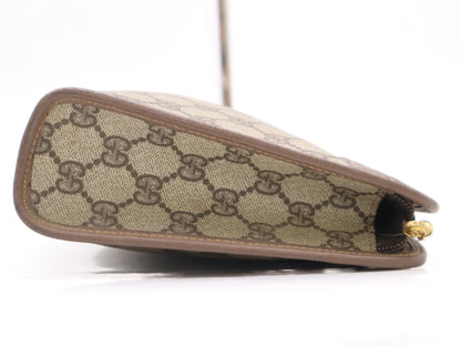 GUCCI GG Supreme 014・122・6063 GG Supreme x Leather Second Bag Brown with Dust Bag