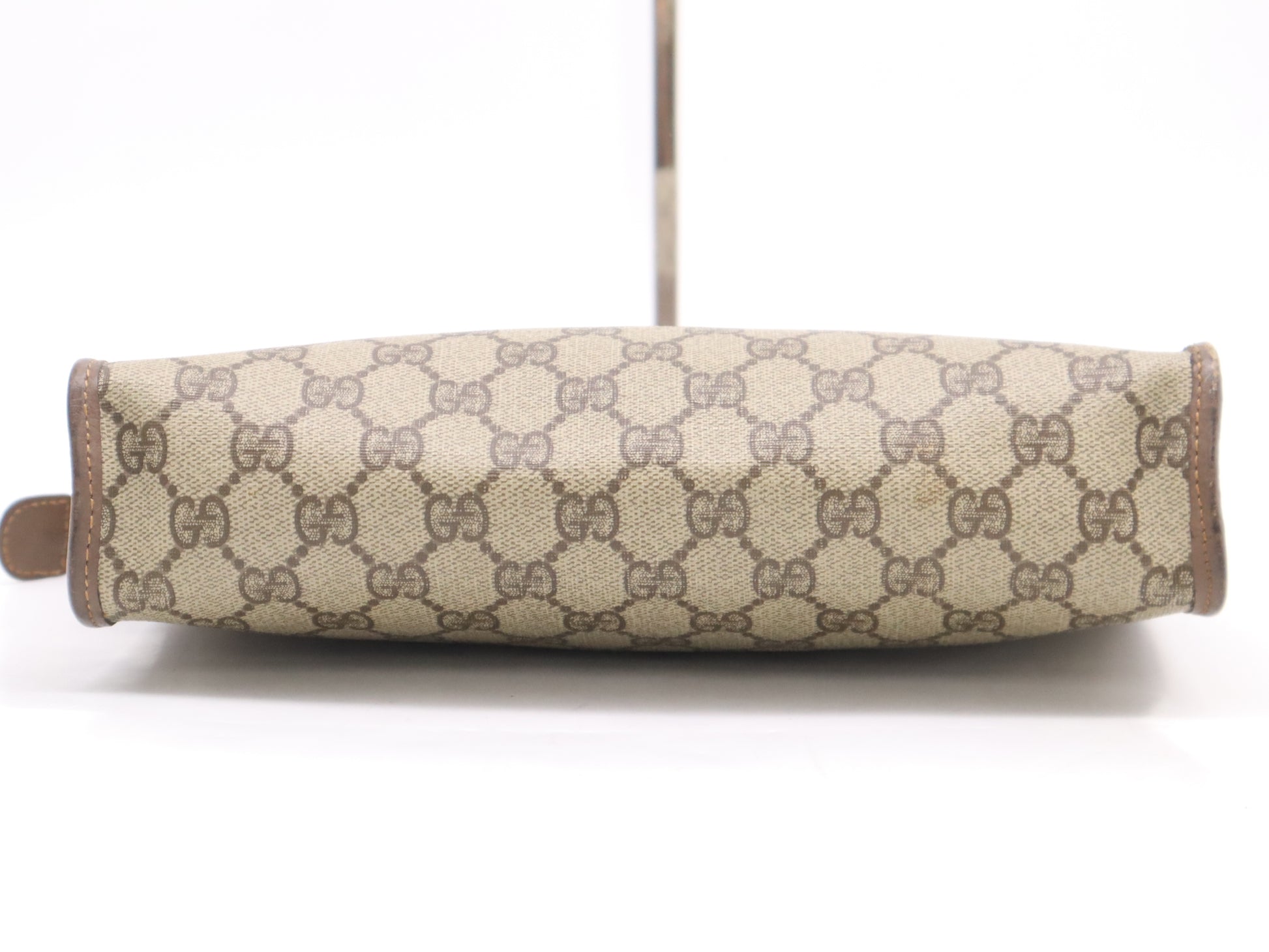 GUCCI GG Supreme 014・122・6063 GG Supreme x Leather Second Bag Brown with Dust Bag