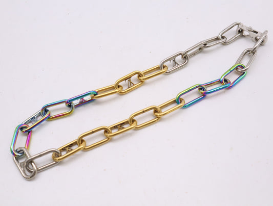 LOUIS VUITTON M80177 Metal Collier Signature Chain Multicolor Necklace with Dust Bag
