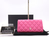 CHANEL Caviar Skin Matelasse Long Wallet with Coco Mark SV Hardware and Pink Seal, 21086404, Box and Dust Bag Included