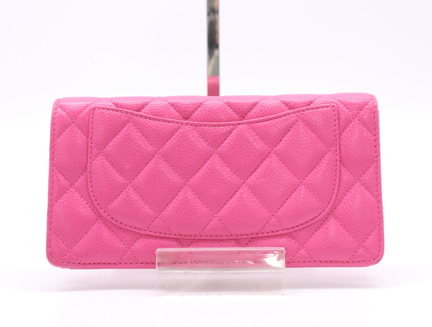CHANEL Caviar Skin Matelasse Long Wallet with Coco Mark SV Hardware and Pink Seal, 21086404, Box and Dust Bag Included
