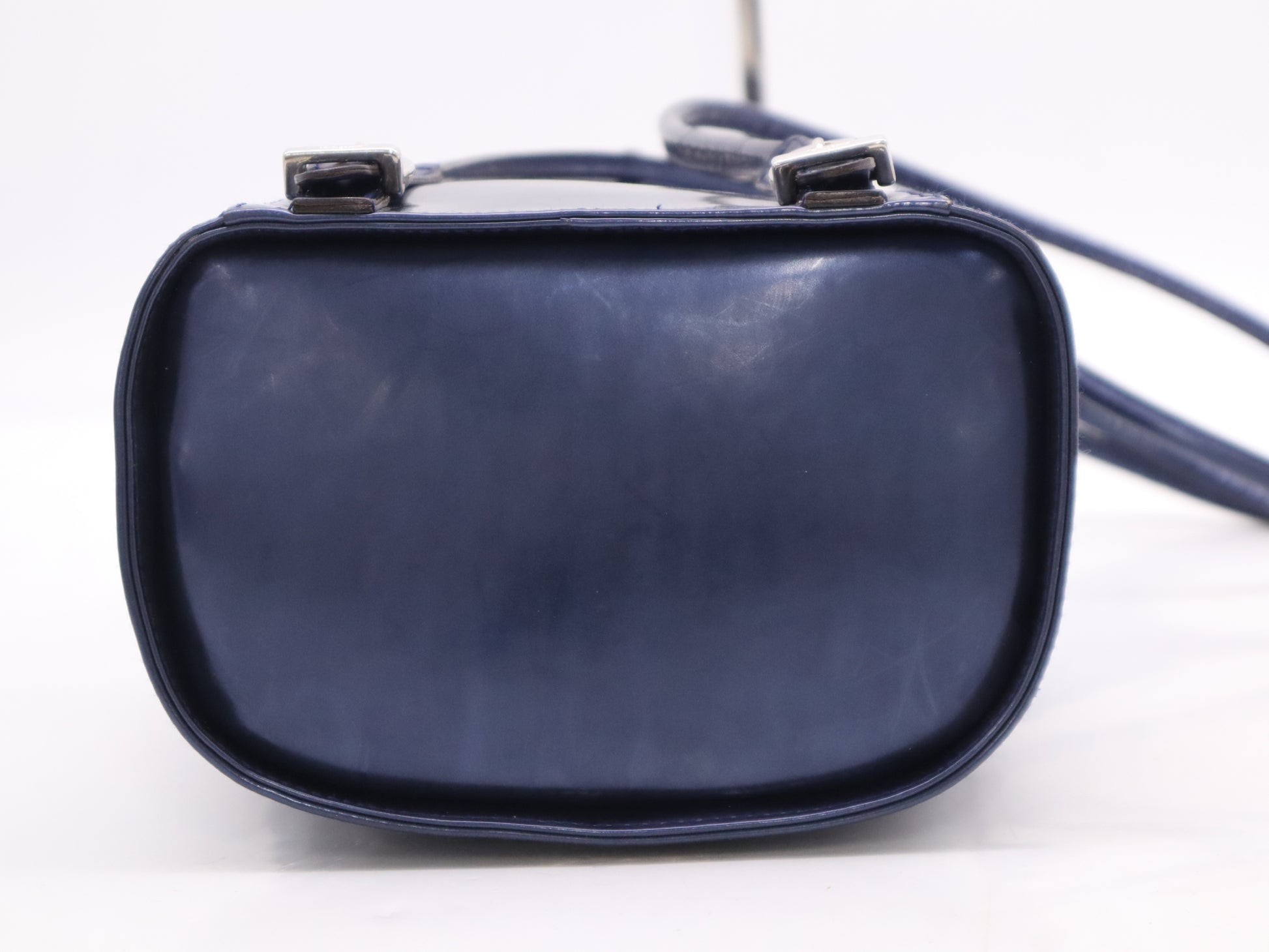 Salvatore Ferragamo Vara Patent Leather Shoulder Bag, Blue, Drawstring Style