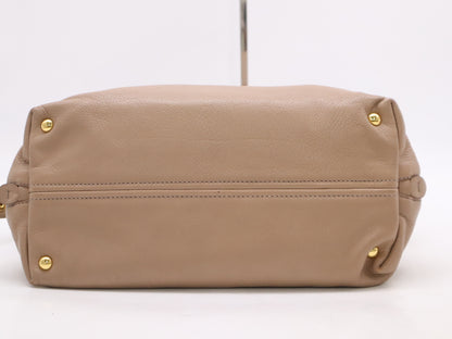 Miu Miu Leather 2-Way Tote Bag Madras Pink Beige with Shoulder Strap