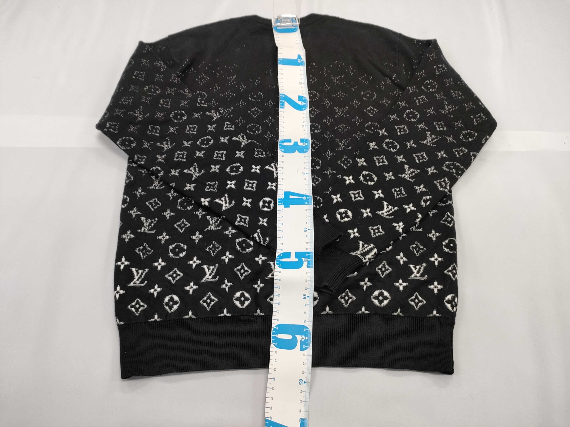 LOUIS VUITTON RM202 USO HJN87W Cotton Virgil Abloh Gradient Monogram Knit? 20AW Size: XS Black Top