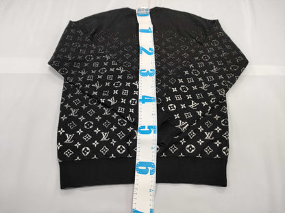 LOUIS VUITTON RM202 USO HJN87W Cotton Virgil Abloh Gradient Monogram Knit? 20AW Size: XS Black Top