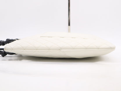 CHANEL Leather Cambon Line Coco Mark Tote Bag, Silver Hardware, White, Sticker, Card, Dust Bag Included, Shoulder Bag 9841047