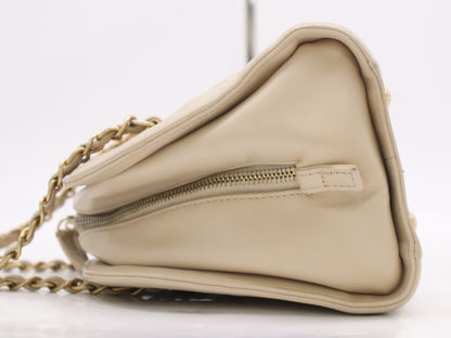 CHANEL Lambskin Coco Mark Chain Shoulder Bag with GD Hardware, Beige Seal, 20734019