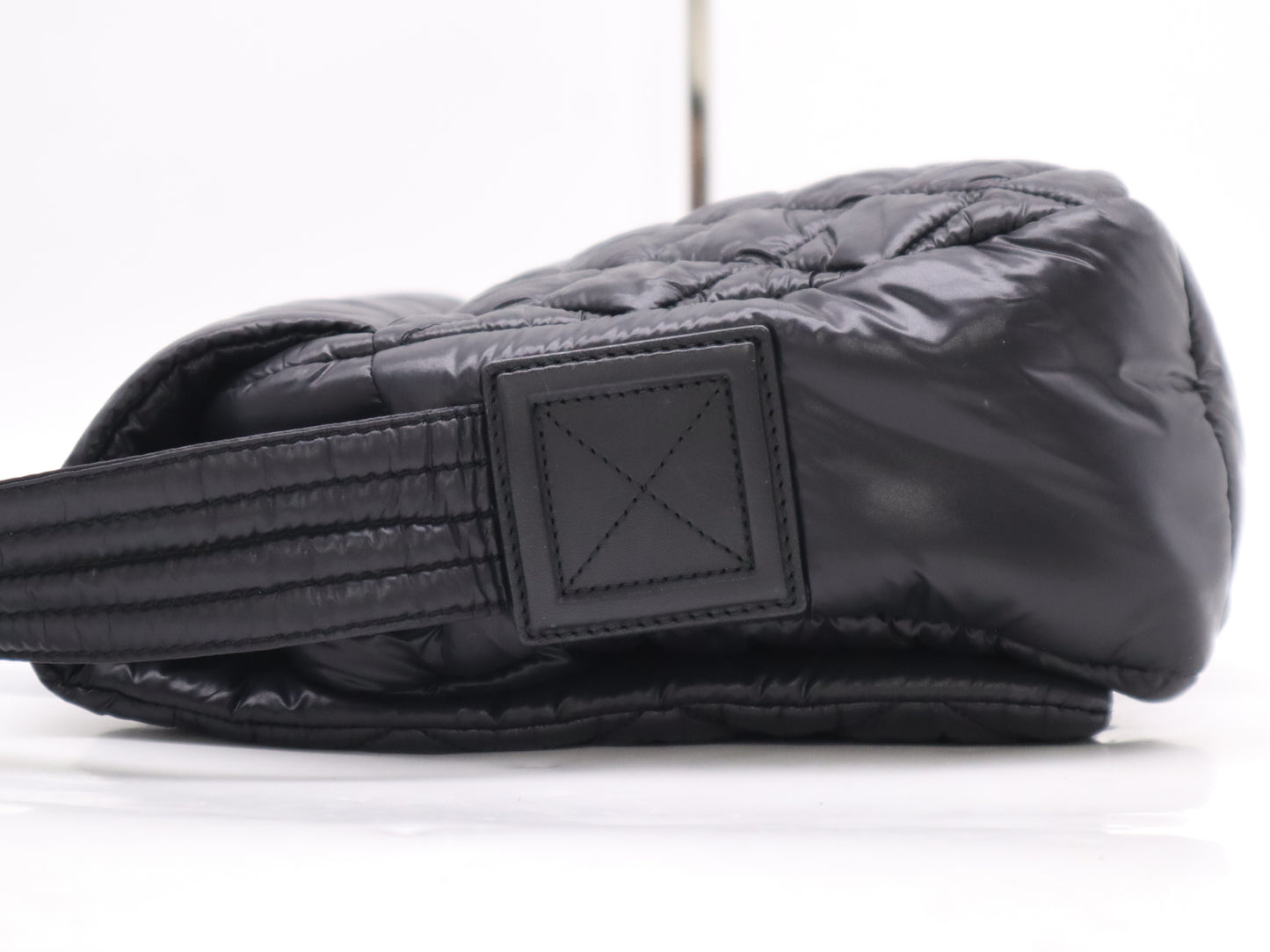 CHANEL Coco Cocoon Nylon Shoulder Bag with Quilted Sterling Silver Hardware and Black Seal, 17326391