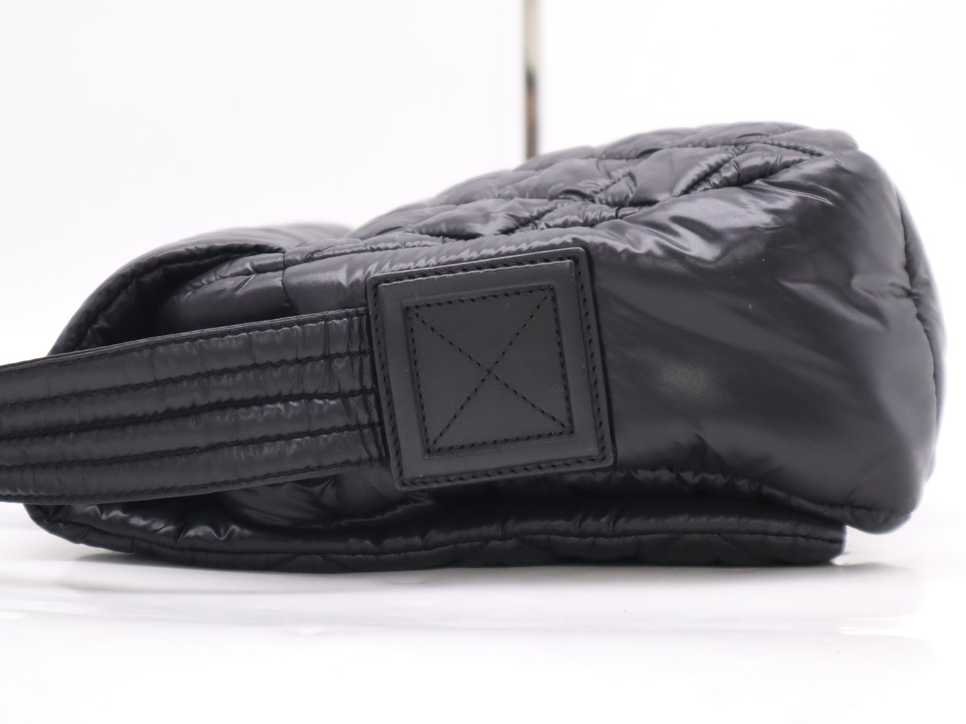 CHANEL Coco Cocoon Nylon Shoulder Bag with Quilted Sterling Silver Hardware and Black Seal, 17326391