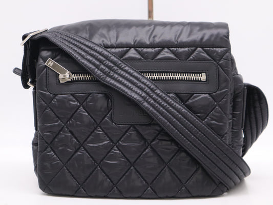 CHANEL Coco Cocoon Nylon Shoulder Bag with Quilted Sterling Silver Hardware and Black Seal, 17326391