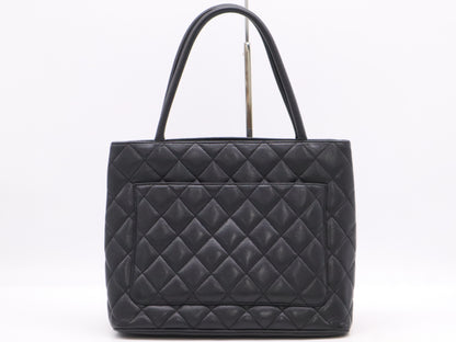 CHANEL Caviar Skin Reproduction Tote Bag with Coco Mark, Silver Hardware, Black Seal, 6705840