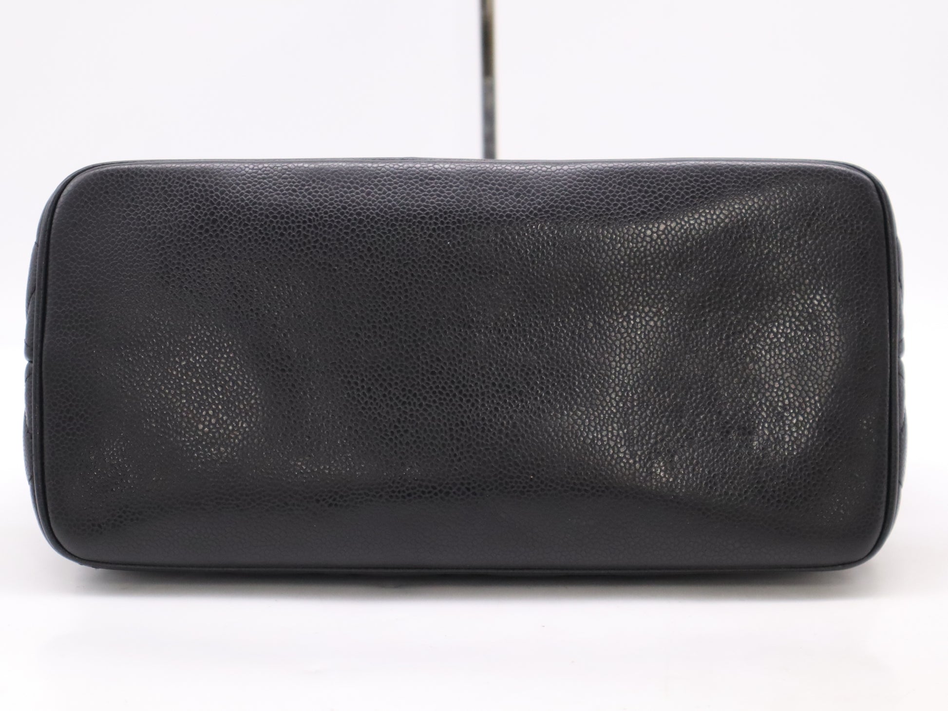 CHANEL Caviar Skin Reproduction Tote Bag with Coco Mark, Silver Hardware, Black Seal, 6705840