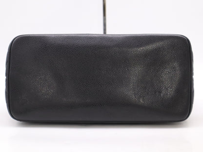CHANEL Caviar Skin Reproduction Tote Bag with Coco Mark, Silver Hardware, Black Seal, 6705840