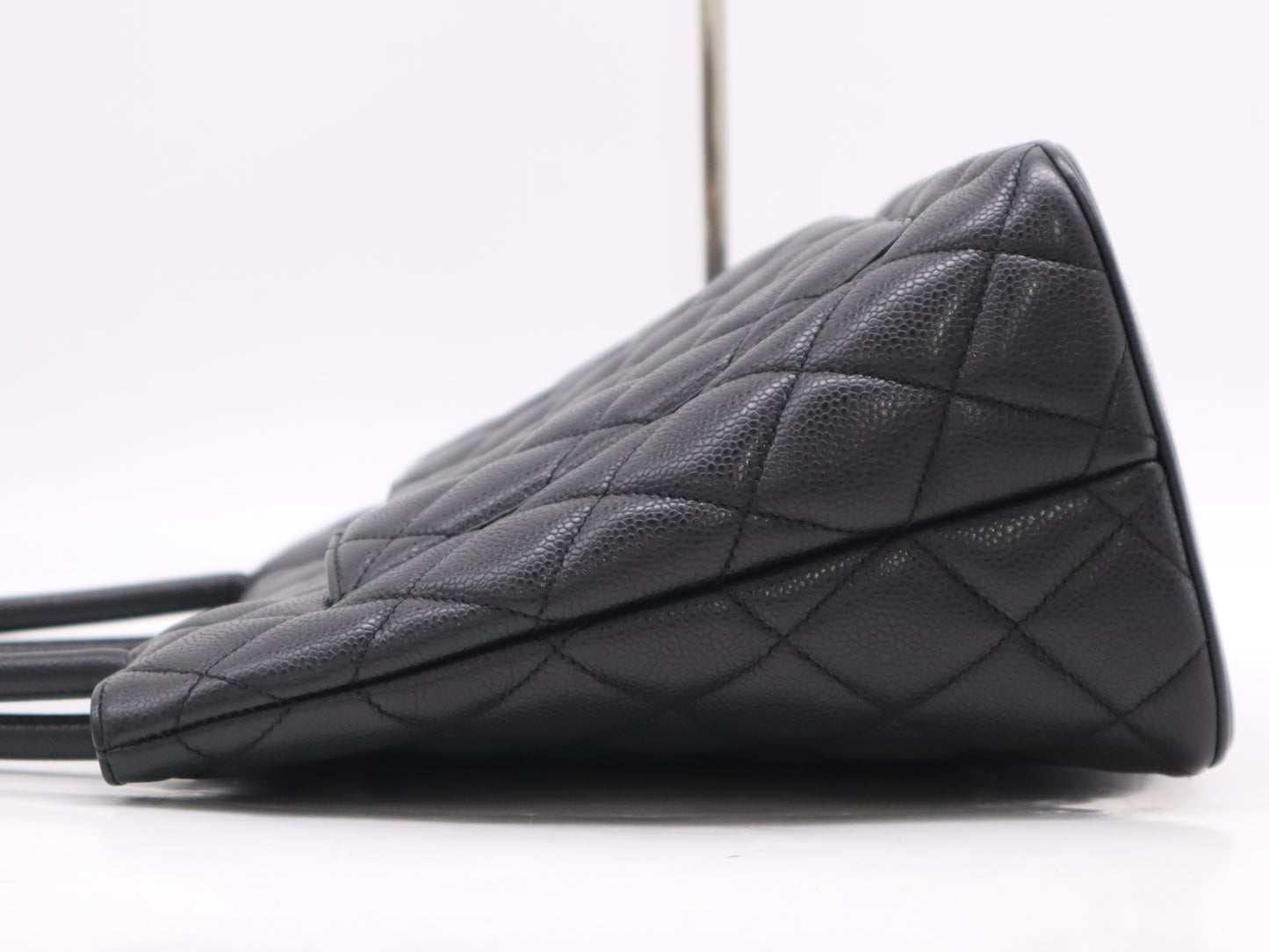 CHANEL Caviar Skin Reproduction Tote Bag with Coco Mark, Silver Hardware, Black Seal, 6705840