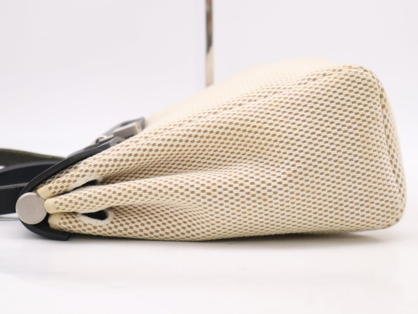 HERMES Airbag Toile Officier □G Stamp Airbag PM Black Tote Bag with Cloche, Cadena, 2 Keys, and Dust Bag