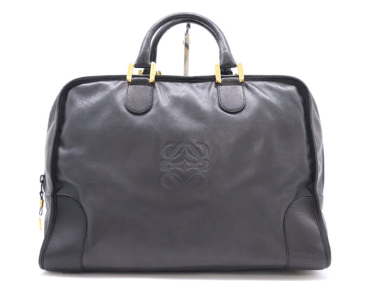 LOEWE Leather Anagram Handbag Boston Bag Black Boston Bag