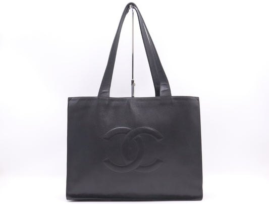 CHANEL Caviar Skin Coco Mark Tote Bag Black Seal 5385633 Tote Bag