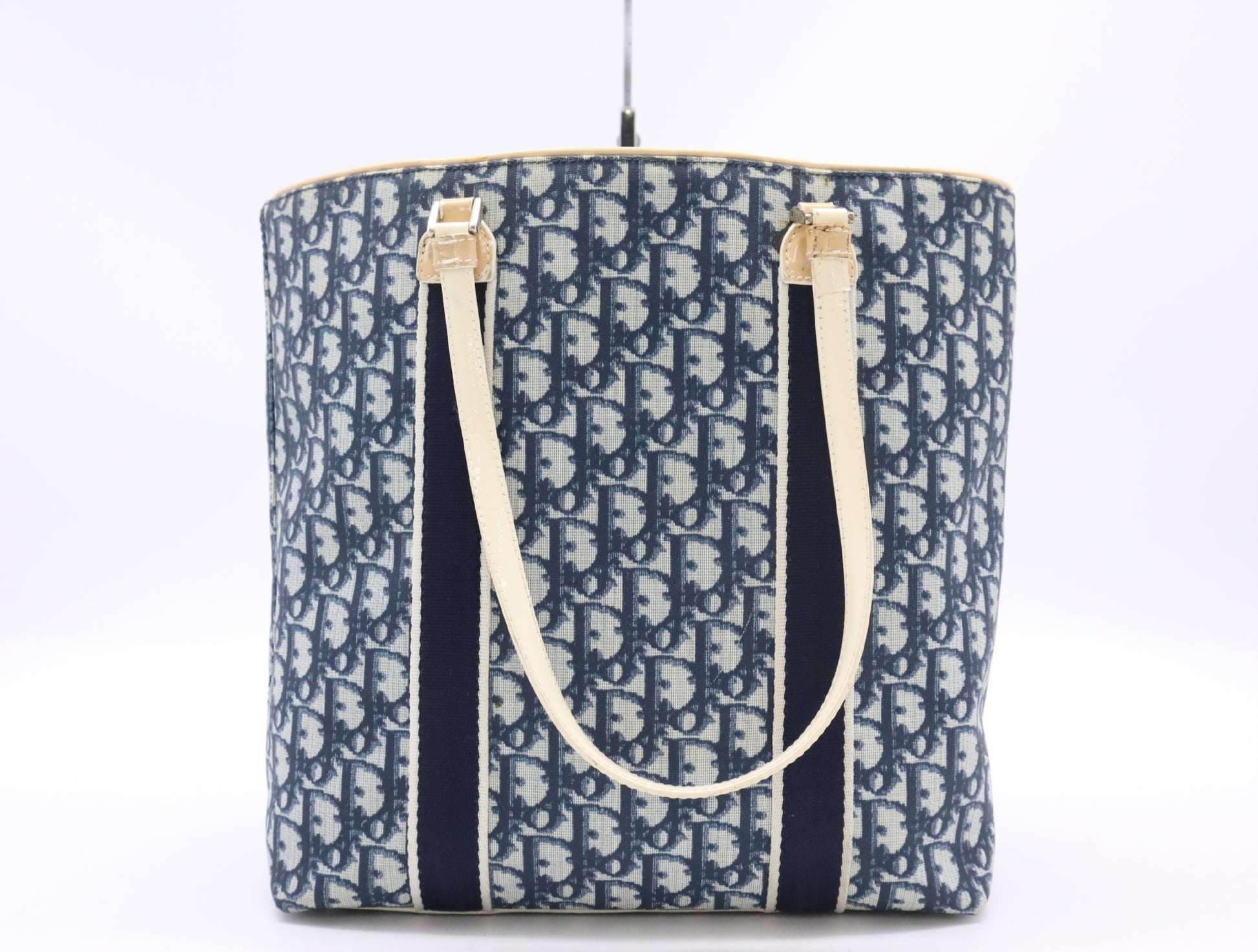 Dior Trotter Canvas x Enamel Trotter Pattern Tote Bag Blue White Tote Bag