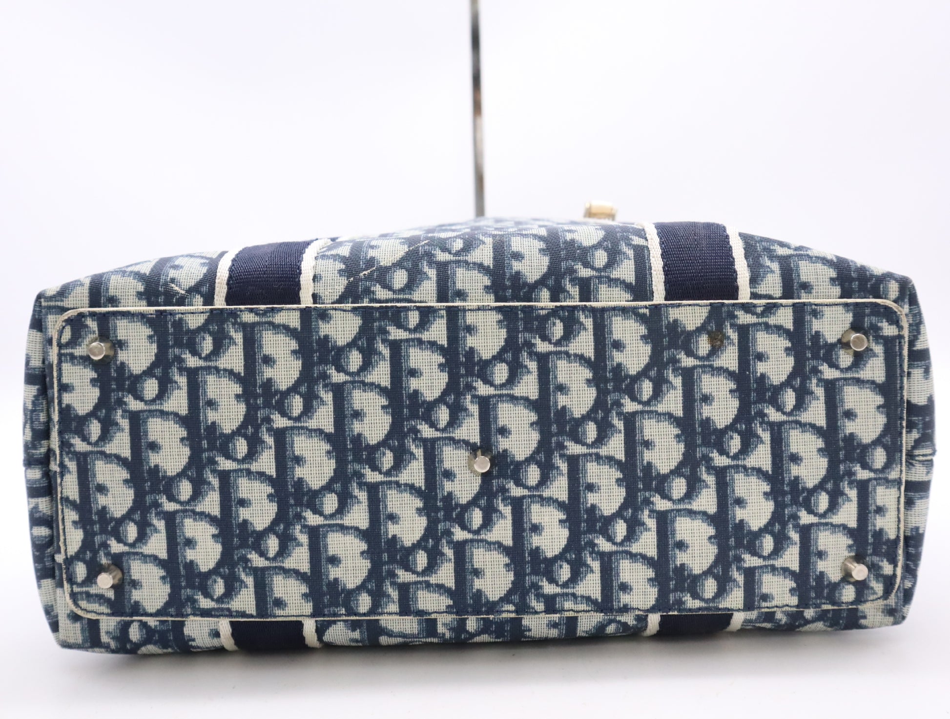 Dior Trotter Canvas x Enamel Trotter Pattern Tote Bag Blue White Tote Bag