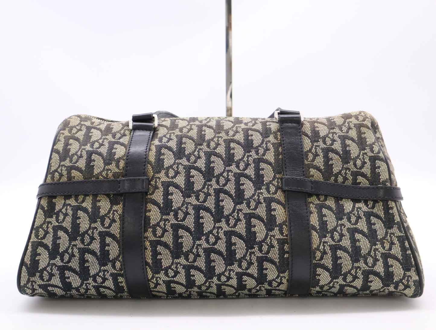 Dior Trotter Canvas and Leather Trotter Pattern Handbag, Black, with Dust Bag