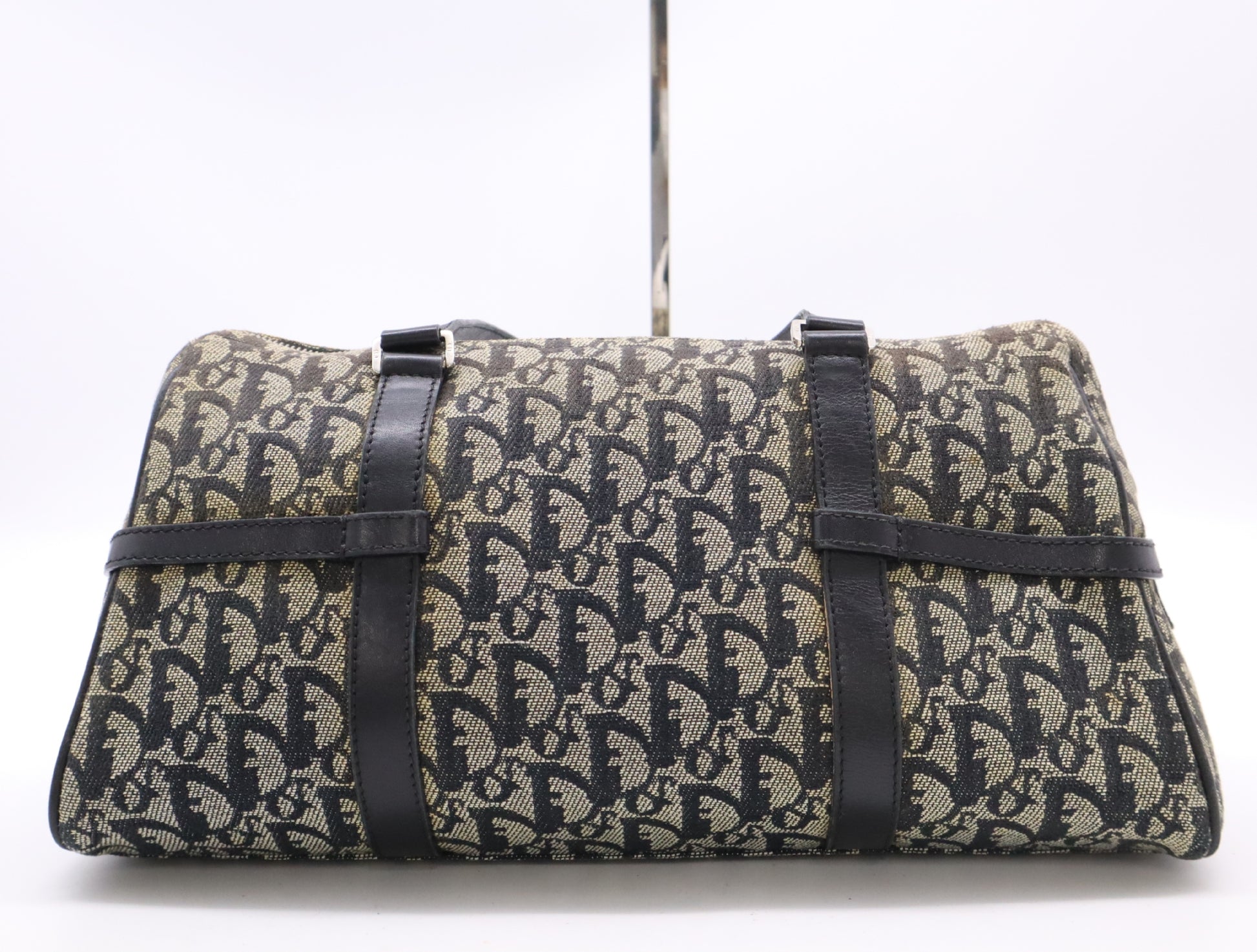 Dior Trotter Canvas and Leather Trotter Pattern Handbag, Black, with Dust Bag