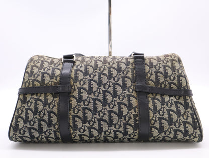Dior Trotter Canvas and Leather Trotter Pattern Handbag, Black, with Dust Bag