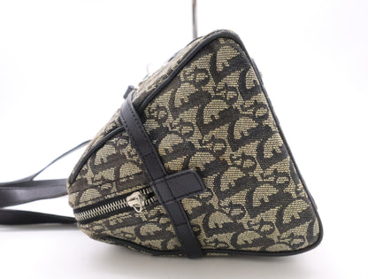 Dior Trotter Canvas and Leather Trotter Pattern Handbag, Black, with Dust Bag