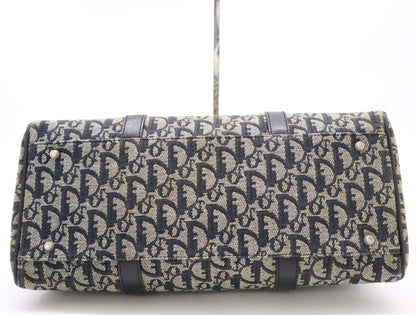 Dior Trotter Canvas and Leather Trotter Pattern Handbag, Black, with Dust Bag