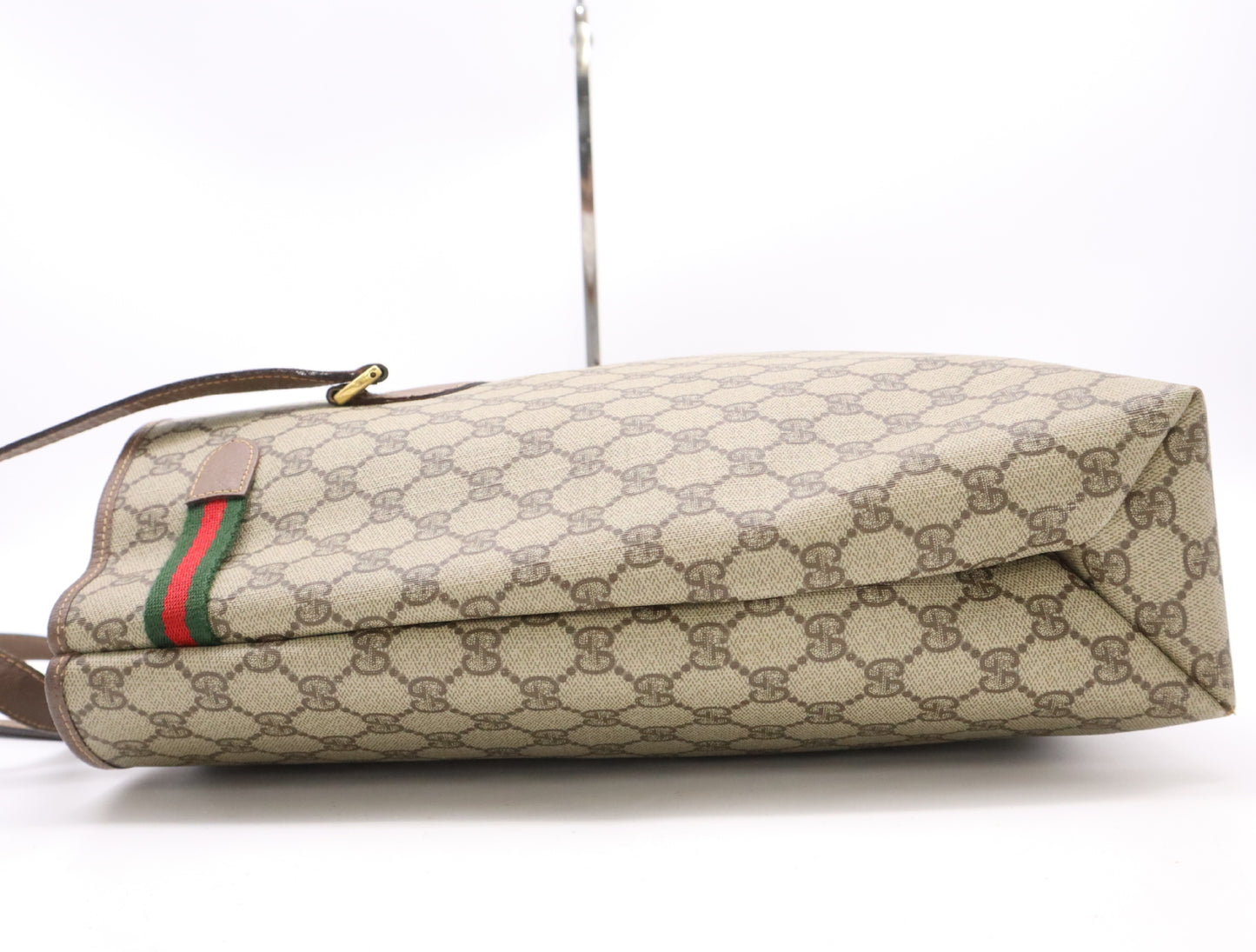 GUCCI GG Supreme 002, 615, 6660 GG Supreme x Leather Tote Bag Khaki Brown Tote Bag