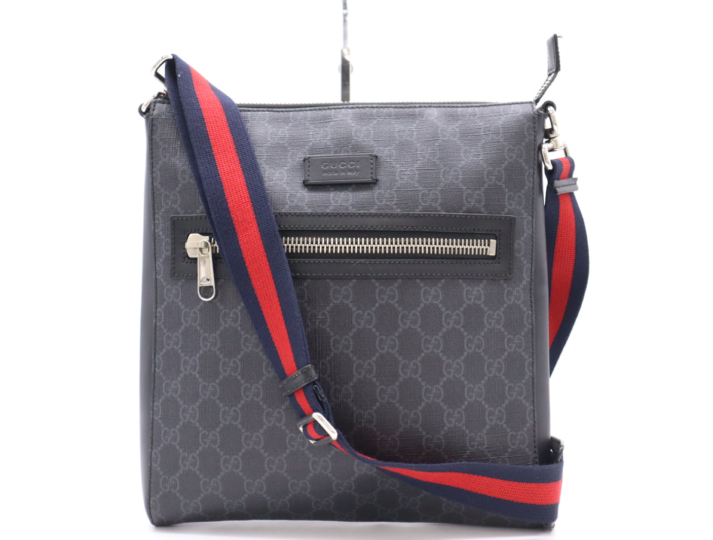GUCCI GG Supreme 474137 GG Supreme Messenger Bag Black/Gray Shoulder Bag