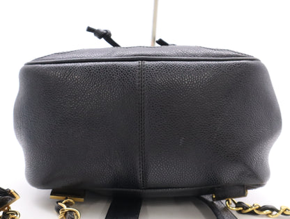 CHANEL Caviar Skin Triple Coco Mark Backpack in Black with Guarantee Card, 3889109