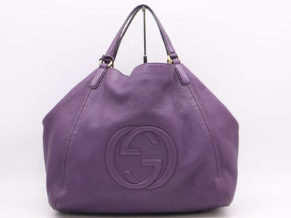 GUCCI Soho Leather Tote Bag Purple Shoulder Bag