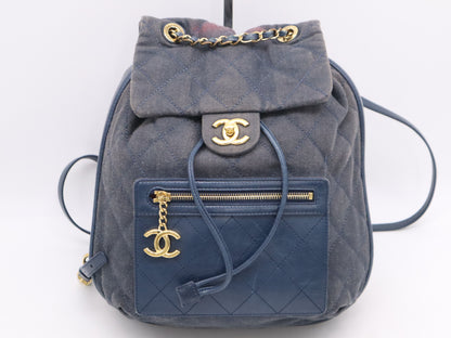 CHANEL Denim Denim x Leather Matelasse Chain Backpack 23264245 Backpack