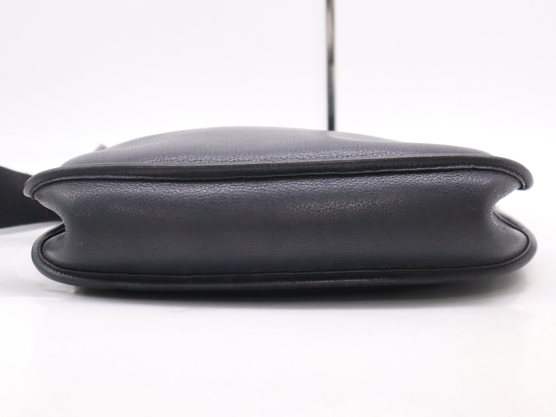 HERMES Evelyn Taurillon Clemence □J Stamp Evelyn 1PM Black Shoulder Bag with Shoulder Strap