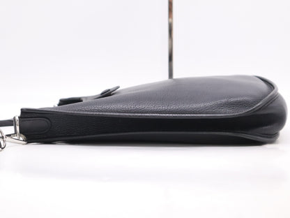 HERMES Evelyn Taurillon Clemence □J Stamp Evelyn 1PM Black Shoulder Bag with Shoulder Strap