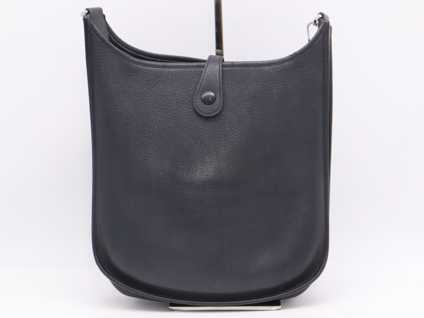 HERMES Evelyn Taurillon Clemence □J Stamp Evelyn 1PM Black Shoulder Bag with Shoulder Strap