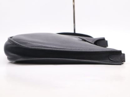 HERMES Evelyn Taurillon Clemence □J Stamp Evelyn 1PM Black Shoulder Bag with Shoulder Strap