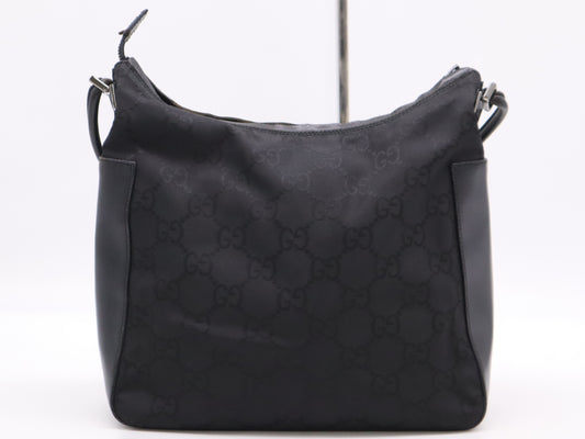 GUCCI 1.3766 GG Nylon Shoulder Bag Black Shoulder Bag