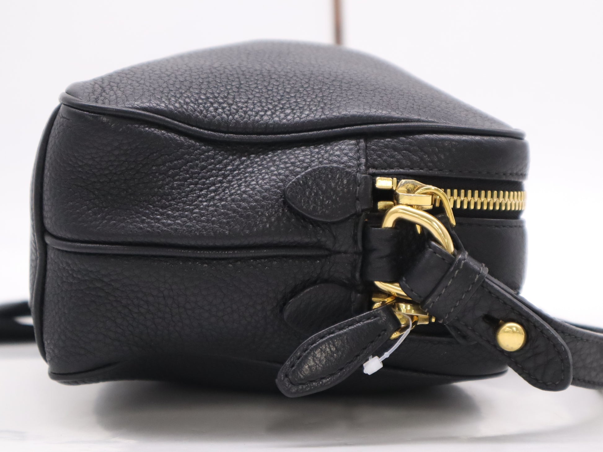 PRADA Leather Logo Shoulder Bag with GD Hardware, Black