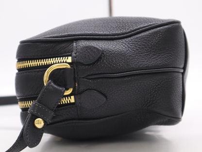 PRADA Leather Logo Shoulder Bag with GD Hardware, Black