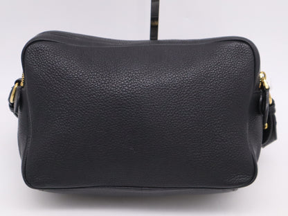 PRADA Leather Logo Shoulder Bag with GD Hardware, Black