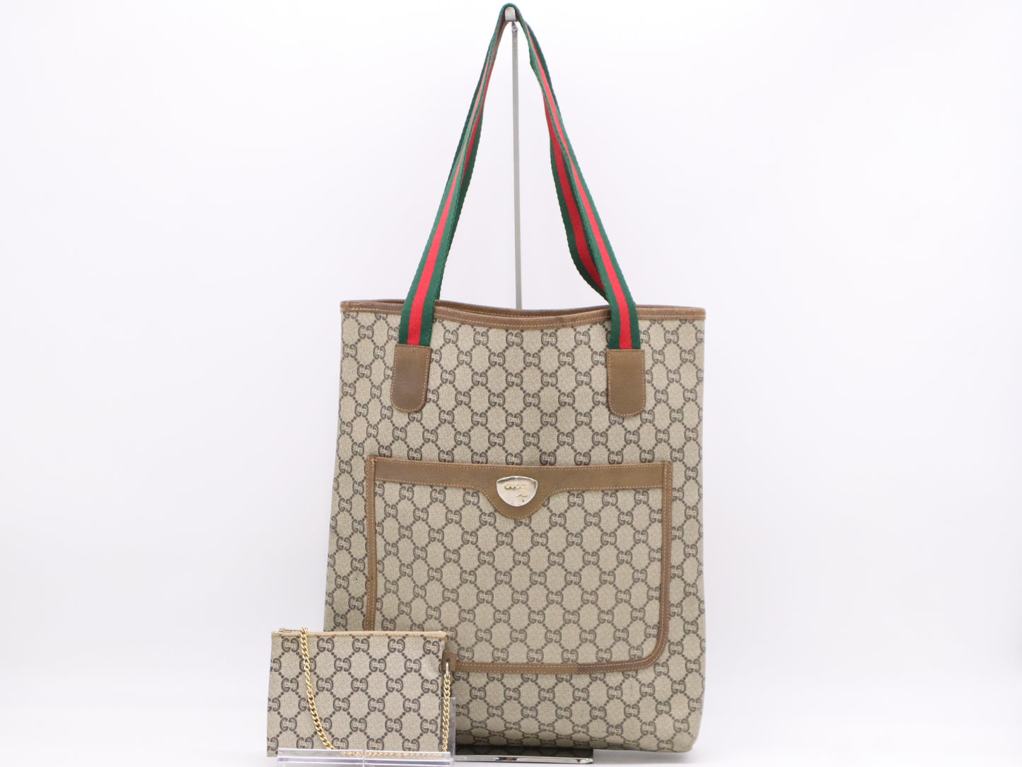 GUCCI GG Plus Sherry Line Tote Bag with Pouch