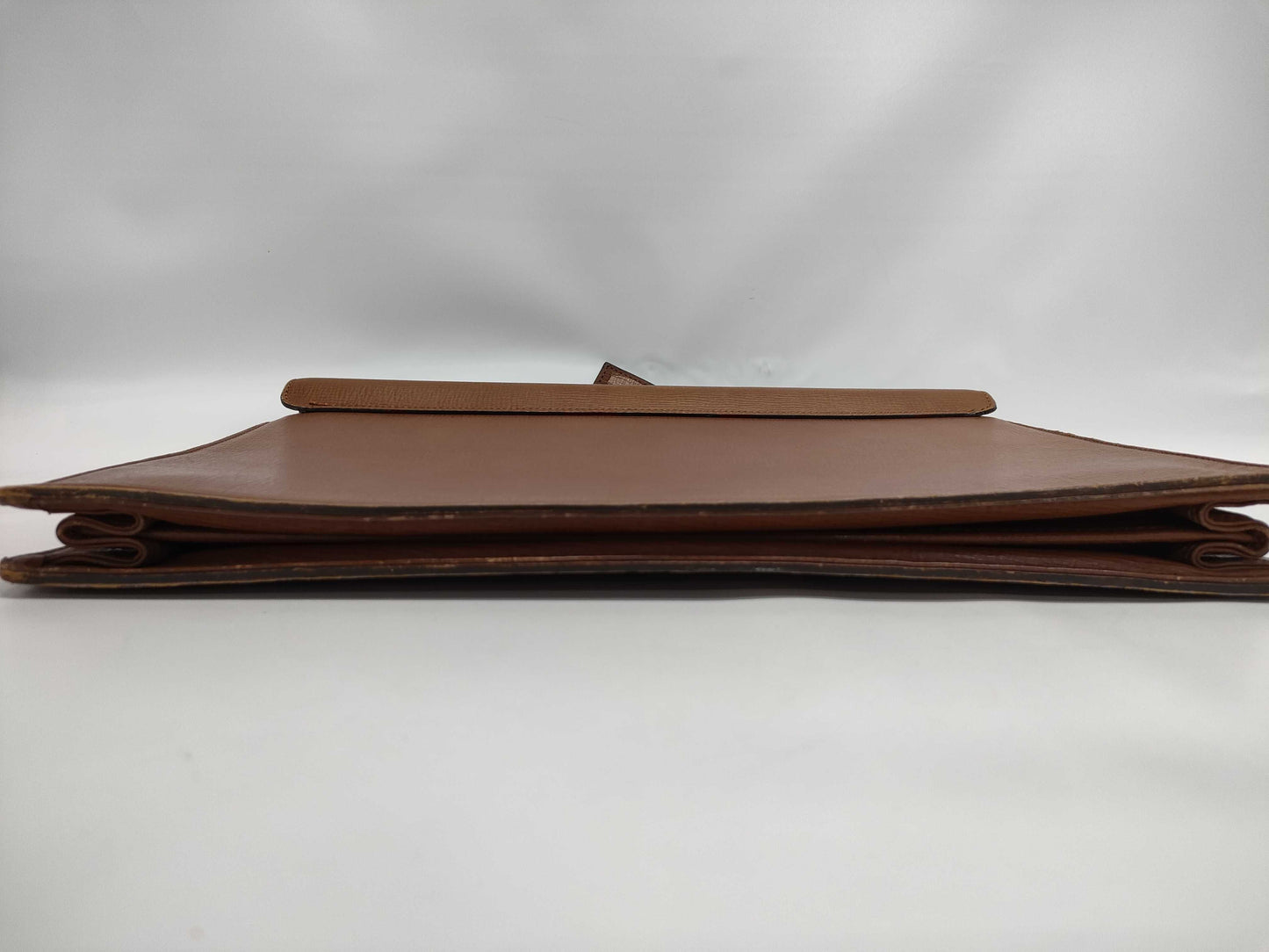 Burberry's Brown Leather Business Bag with Name Tag and Key