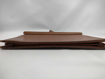 Burberry's Brown Leather Business Bag with Name Tag and Key