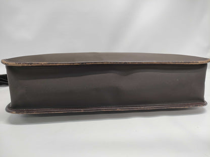 BURBERRY Nylon and Leather Briefcase, 2-Way, Brown, with Strap, Business Bag